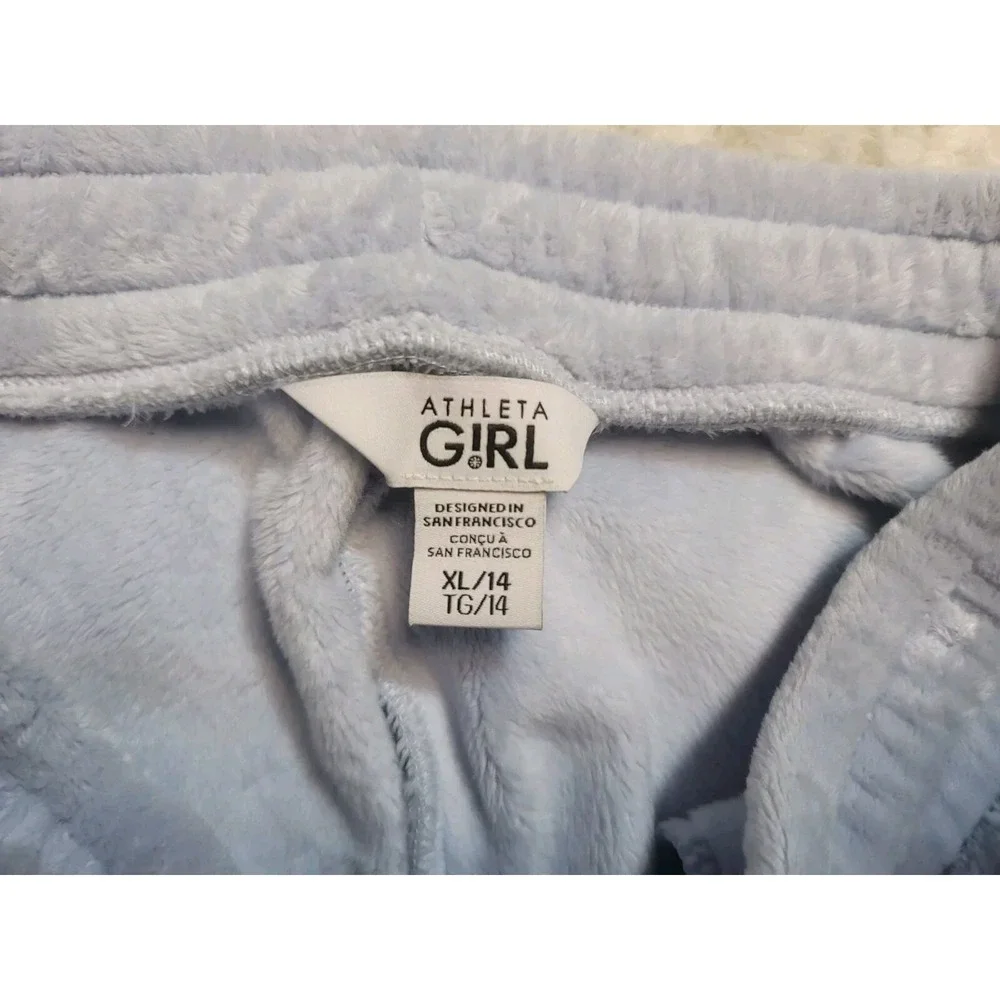 Athleta Girl Fleece Straight Pants‎  XL 14 Blue Drawstrings